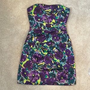 BCBG strapless patterned dress size 0